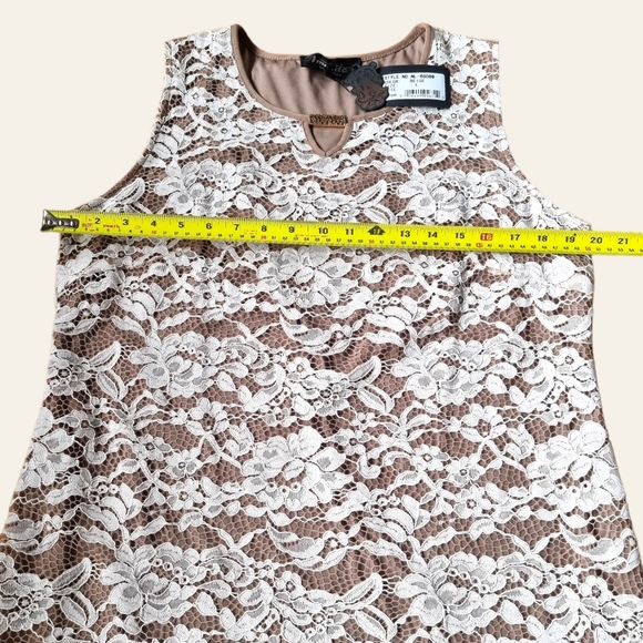 Amanda Collection Cream & Tan Lace Dress - Picture 4 of 9